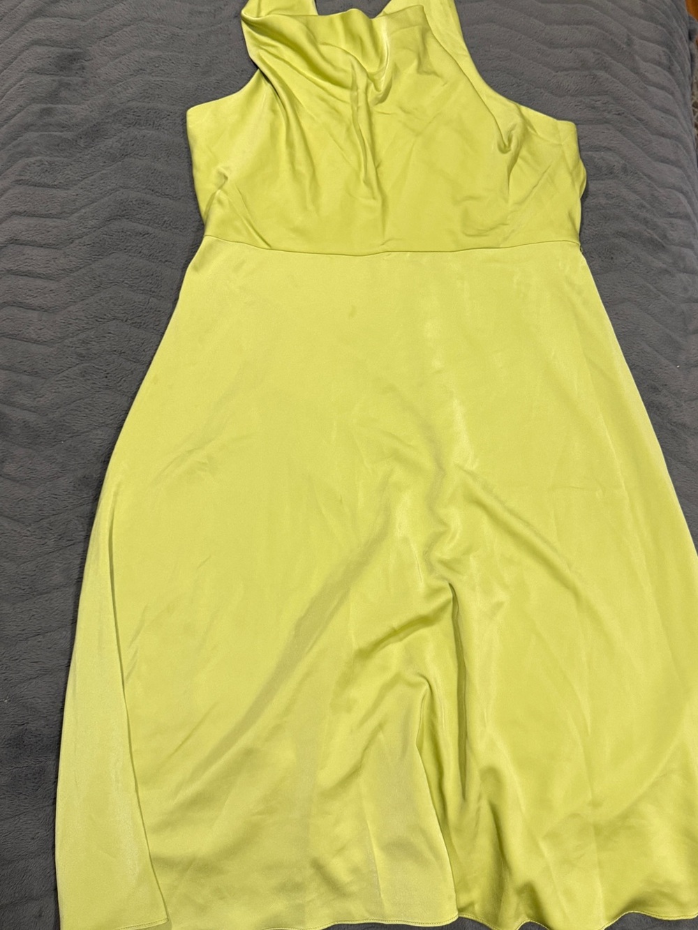 Donna Karan Neon Lime Sleeveless Midi Dress